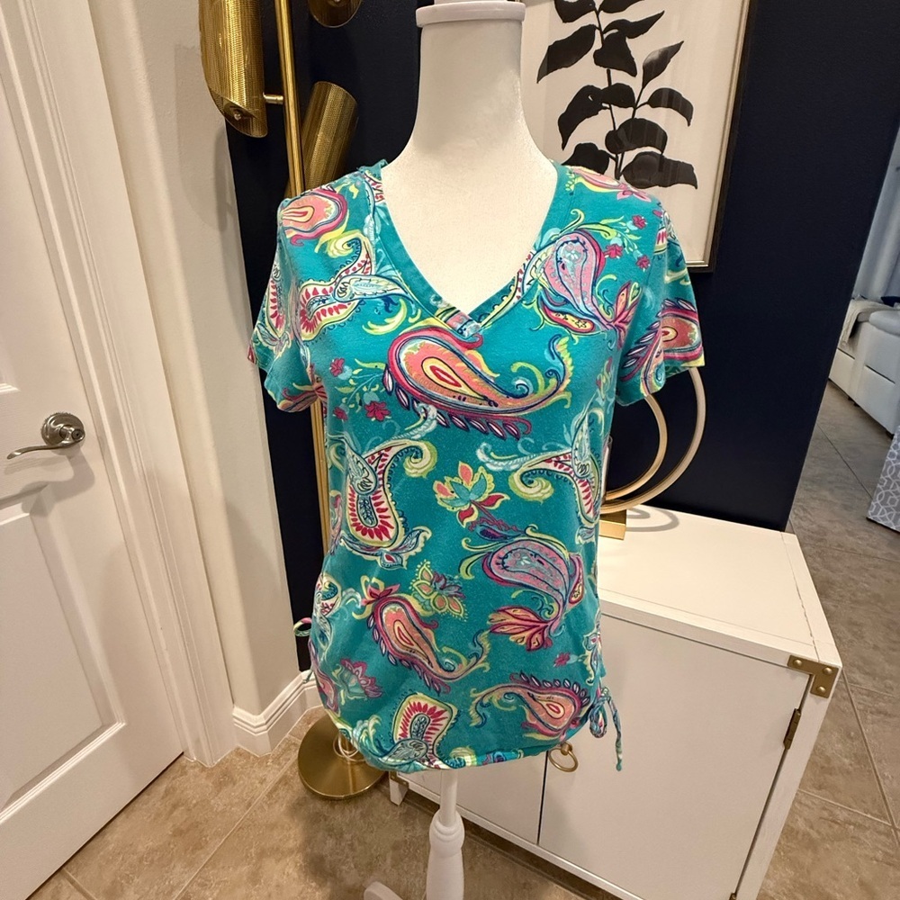 Caribbean Joe Vibrant Paisley Women's Top Size Large